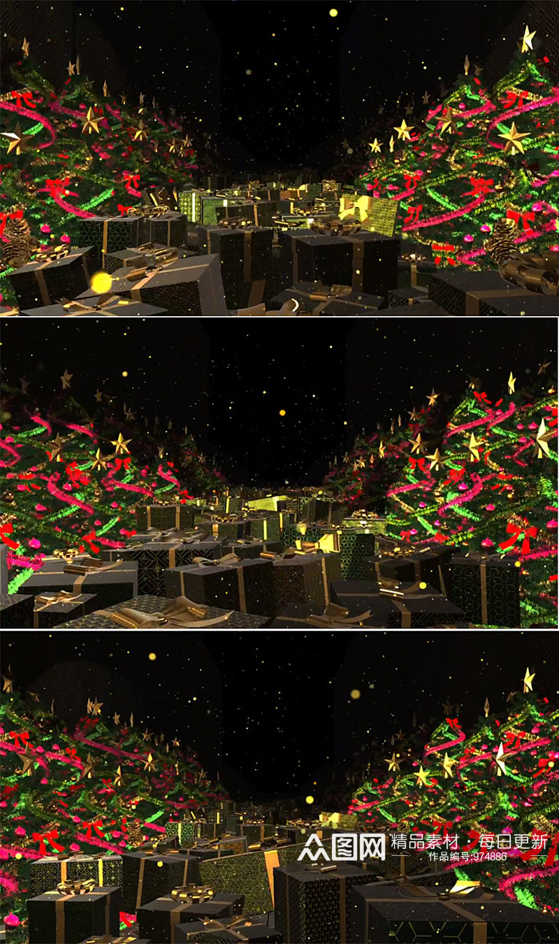 三维渲染被圣诞礼物覆盖的圣诞树背景素材素材