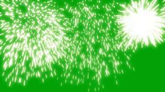 在绿幕背景上绽放的白色烟花-众图网