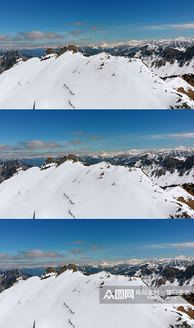 白雪皑皑的山峰和山脉的全景视图素材