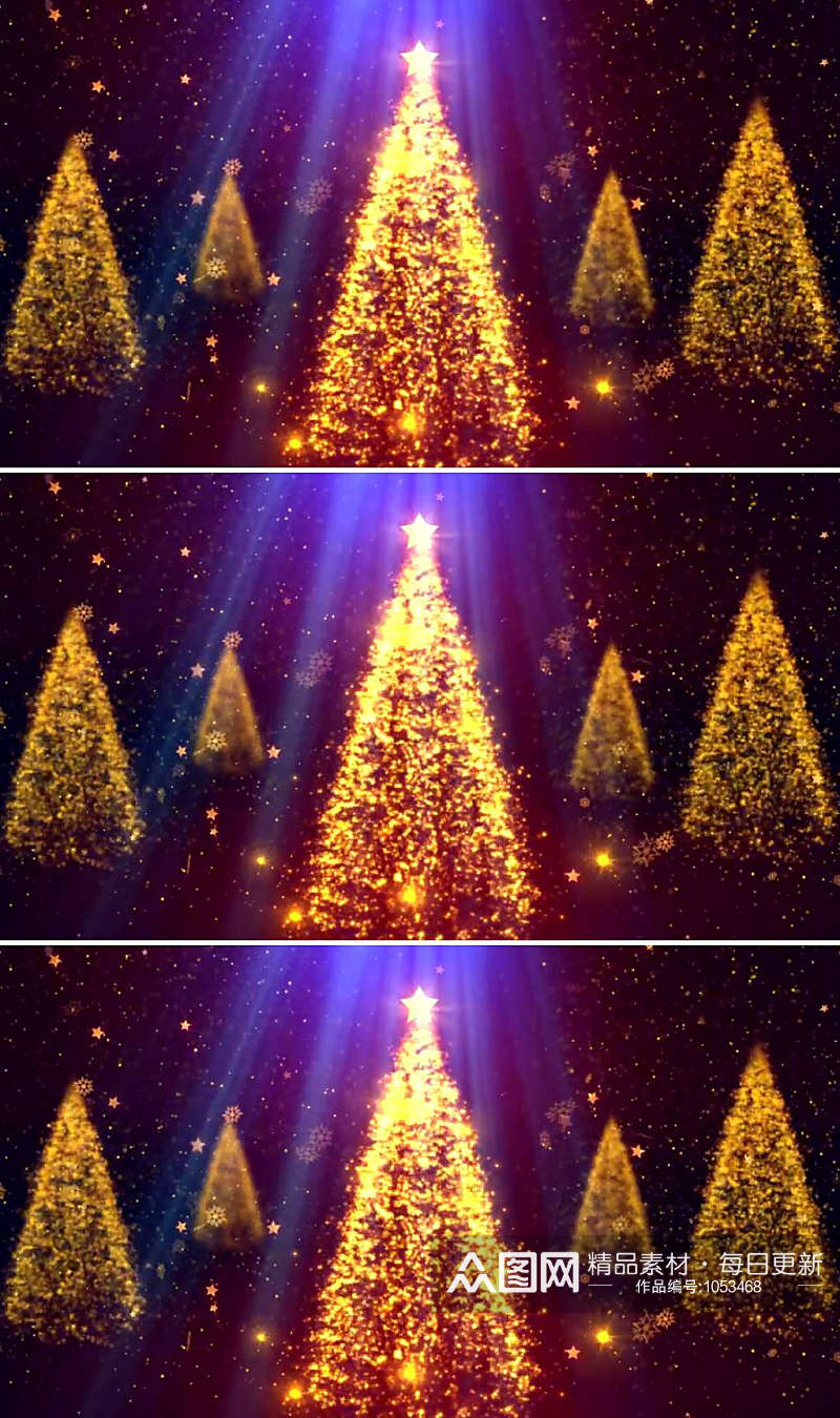 旋转发光粒子的圣诞树素材