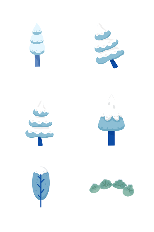 手绘冬天厚厚积雪的圣诞树png免抠素材