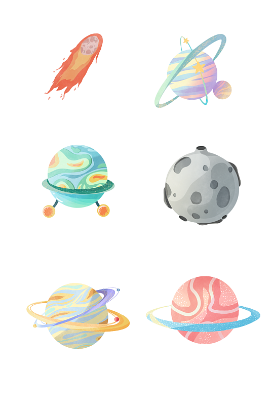 手绘卡通科技宇宙银河系png免抠素材