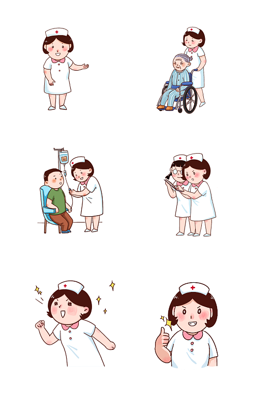 手绘卡通抗疫女医生护士png免抠素材 护士节素材免抠元素