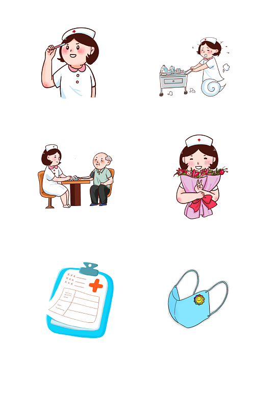 手绘医疗医生护士合集插画 护士节素材免抠元素