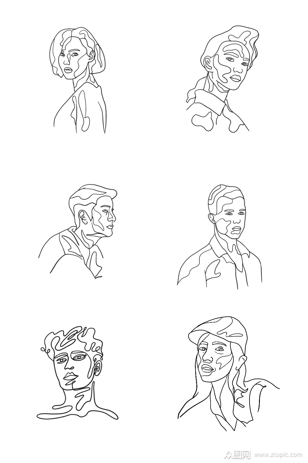 手绘线性人物png免扣素材模板下载-编号1265544-众图网