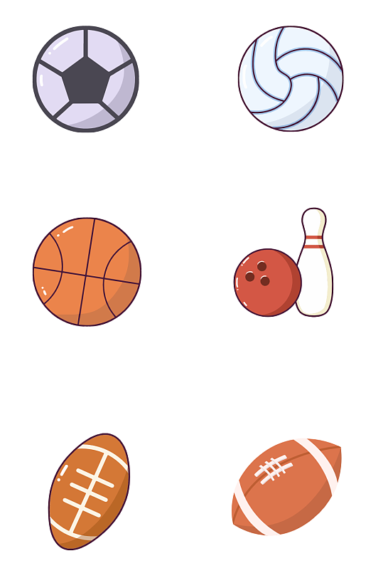 手绘卡通篮球足球png免扣素材