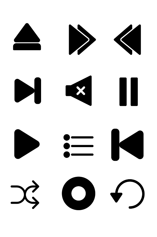 媒体播放器纯黑图标png免扣素材