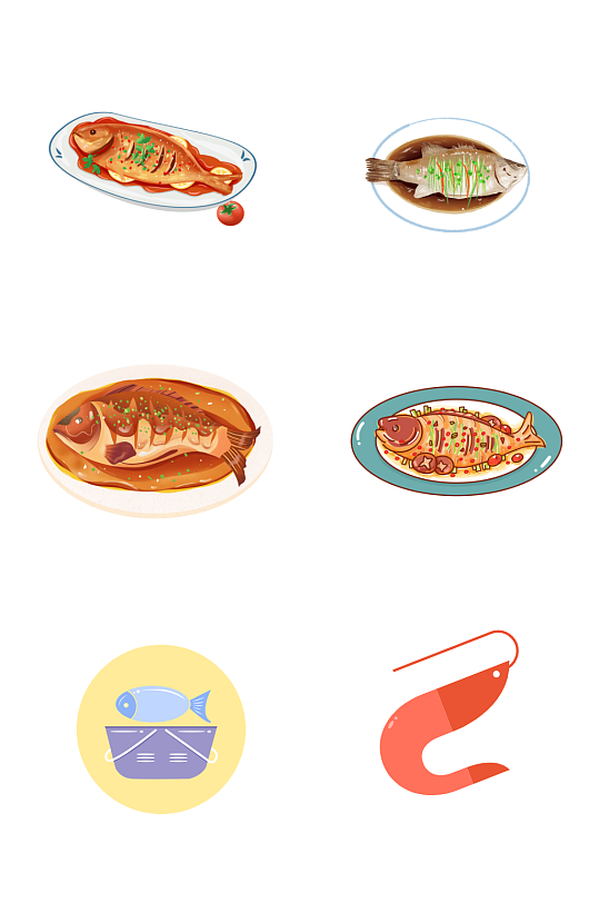 手绘美食红烧鱼png免扣素材