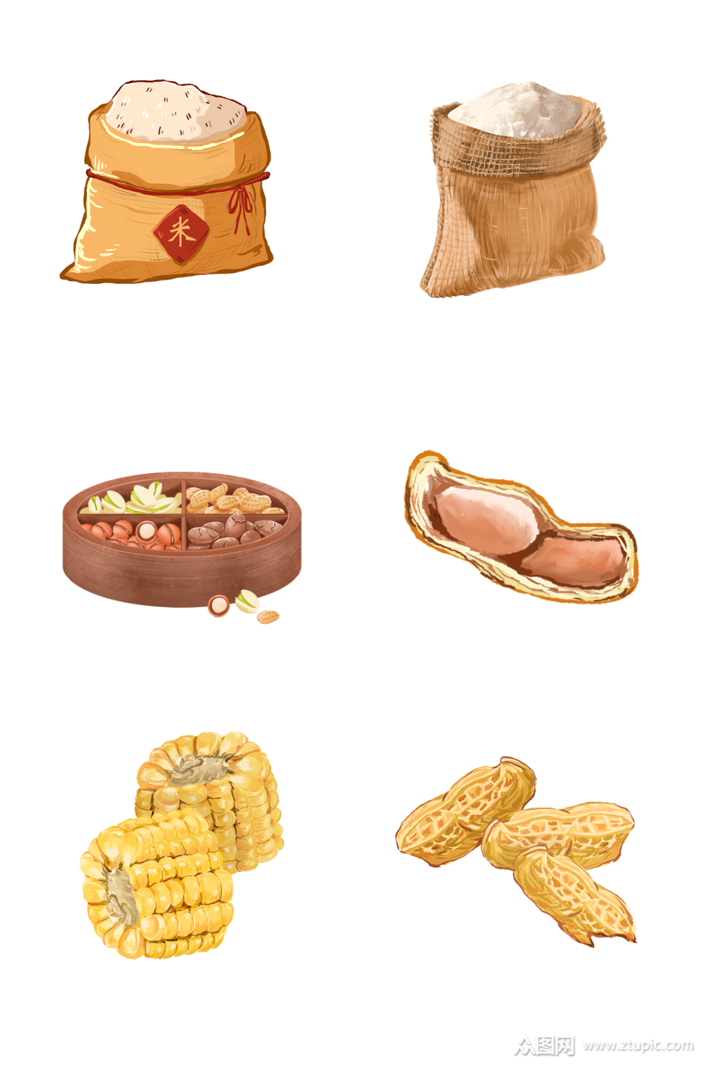 手绘五谷杂粮png免扣素材素材
