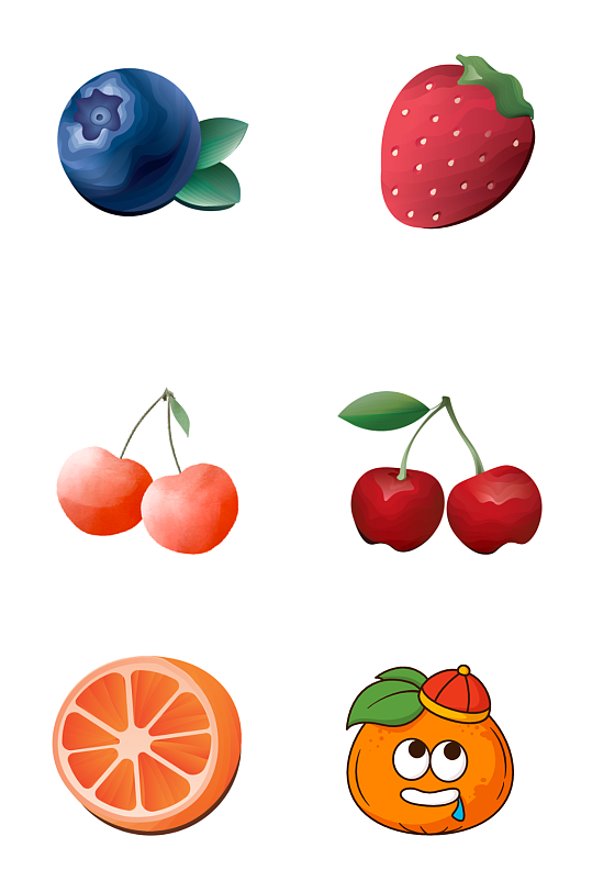 手绘常见水果卡通合集