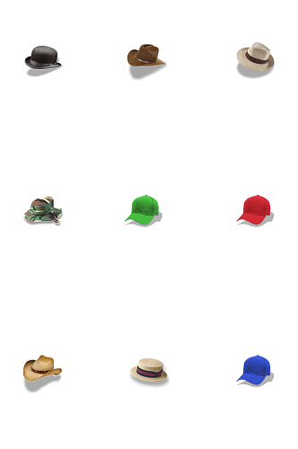 各种帽子迷彩图标PNG免抠素材