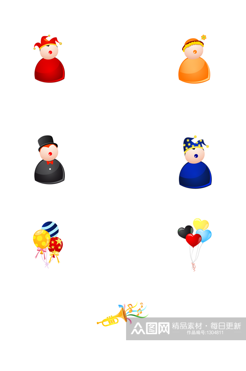 卡通人物气球情人节图标PNG免抠素材素材