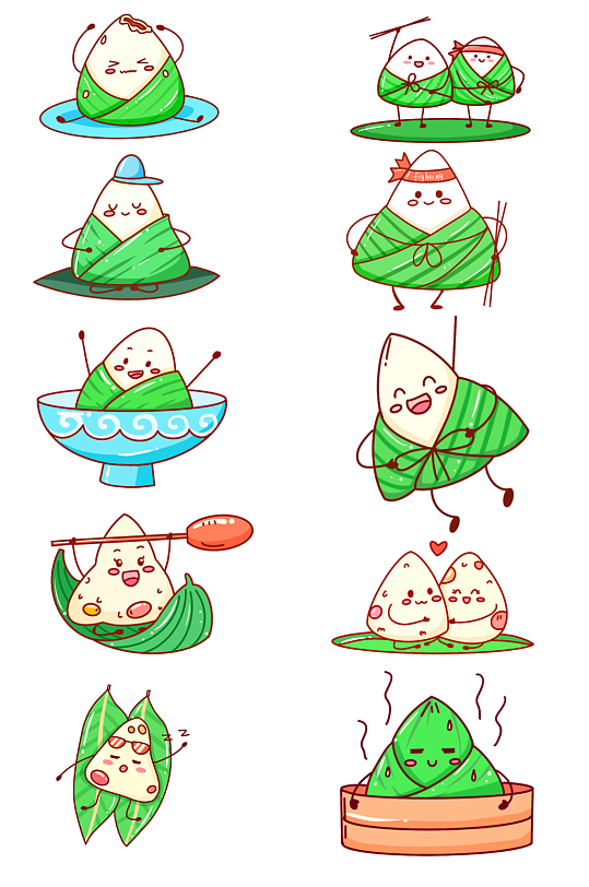 端午节手绘卡通粽子png免扣素材