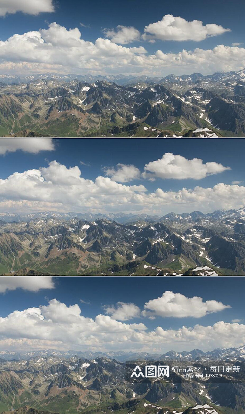 延时摄影蓝天白云下山脉景观视频素材素材