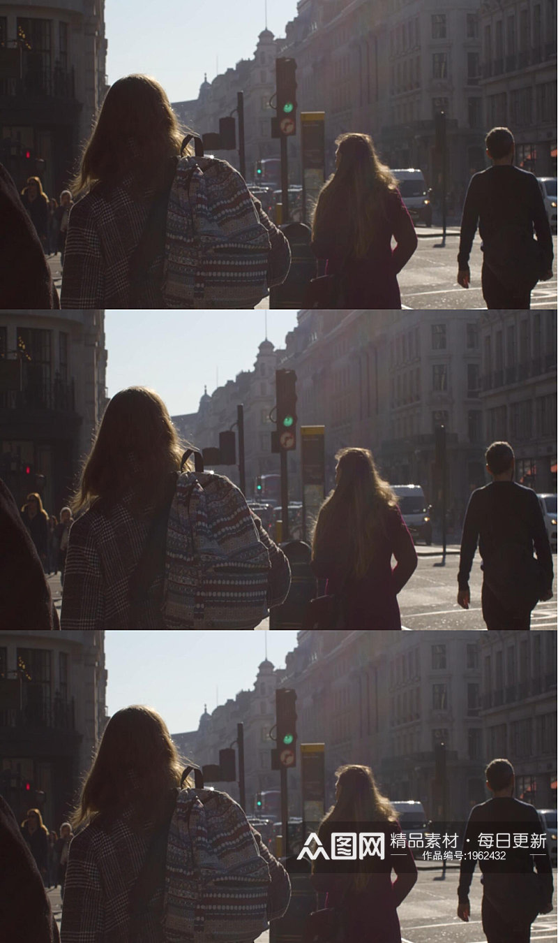 实拍人们步行走在繁忙街道视频素材素材