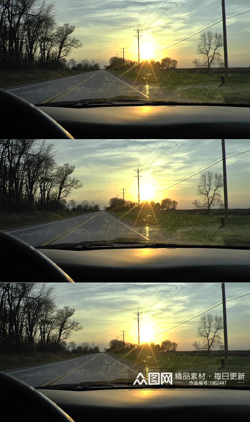 日落时分开车沿着乡村道路行驶视频素材素材