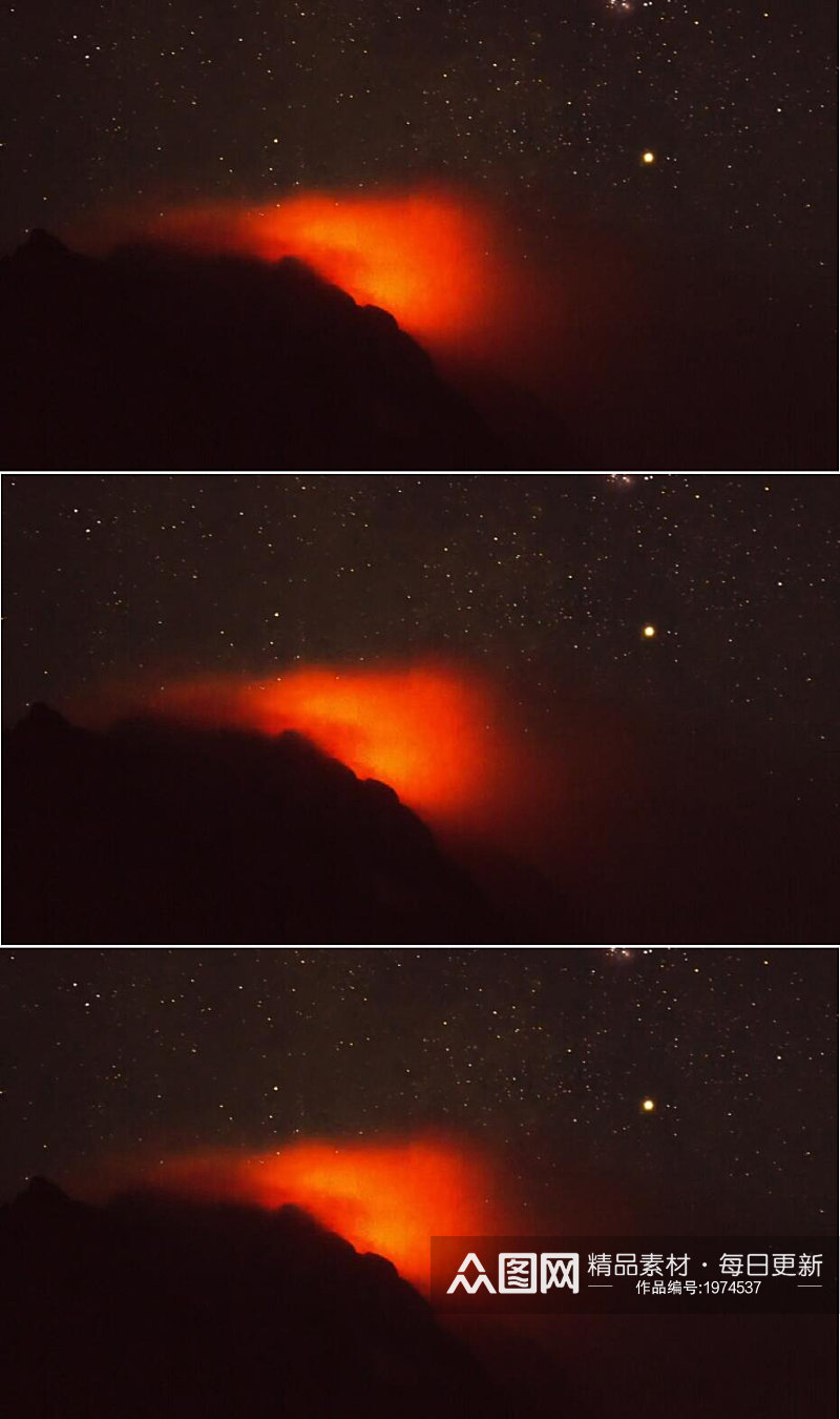 近景延时摄影夜空下的活火山口视频素材素材