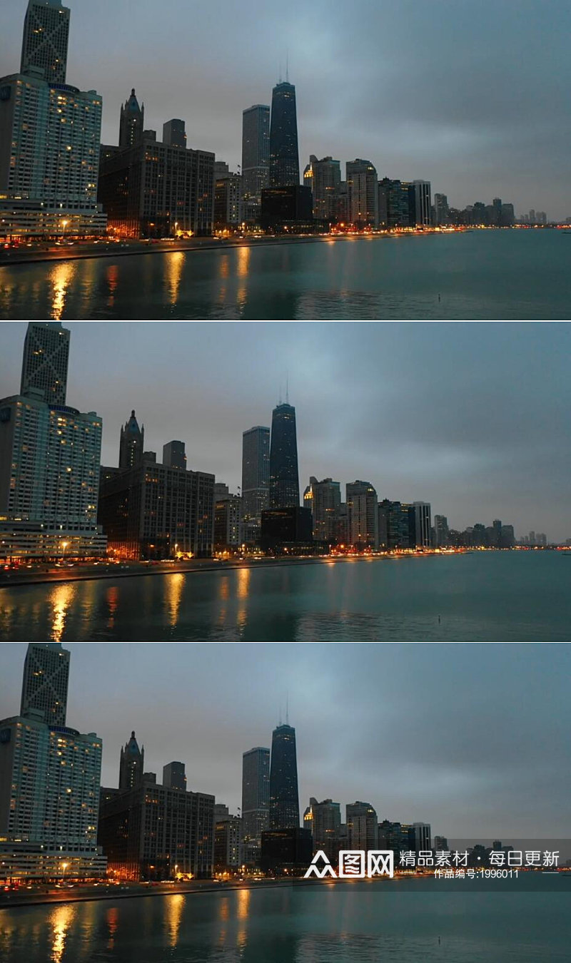 傍晚实拍城市滨江边夜景动态 风景视频素材