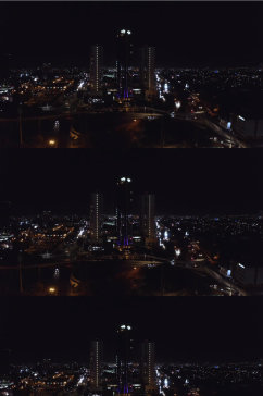 航拍城市夜景标志性建筑灯火通明视频