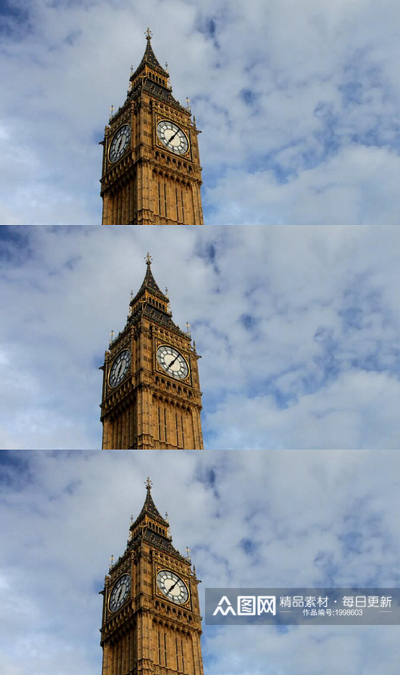 延时摄影蓝天白云下英国伦敦大本钟风景视频素材素材