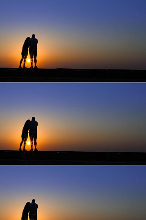 相爱情侣夕阳下享受浪漫剪影视频素材