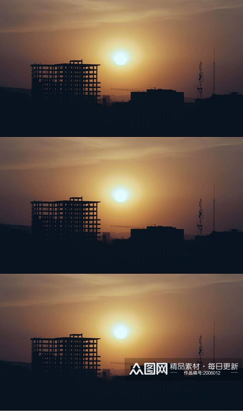 延时摄影城市中的太阳落山美景实拍素材