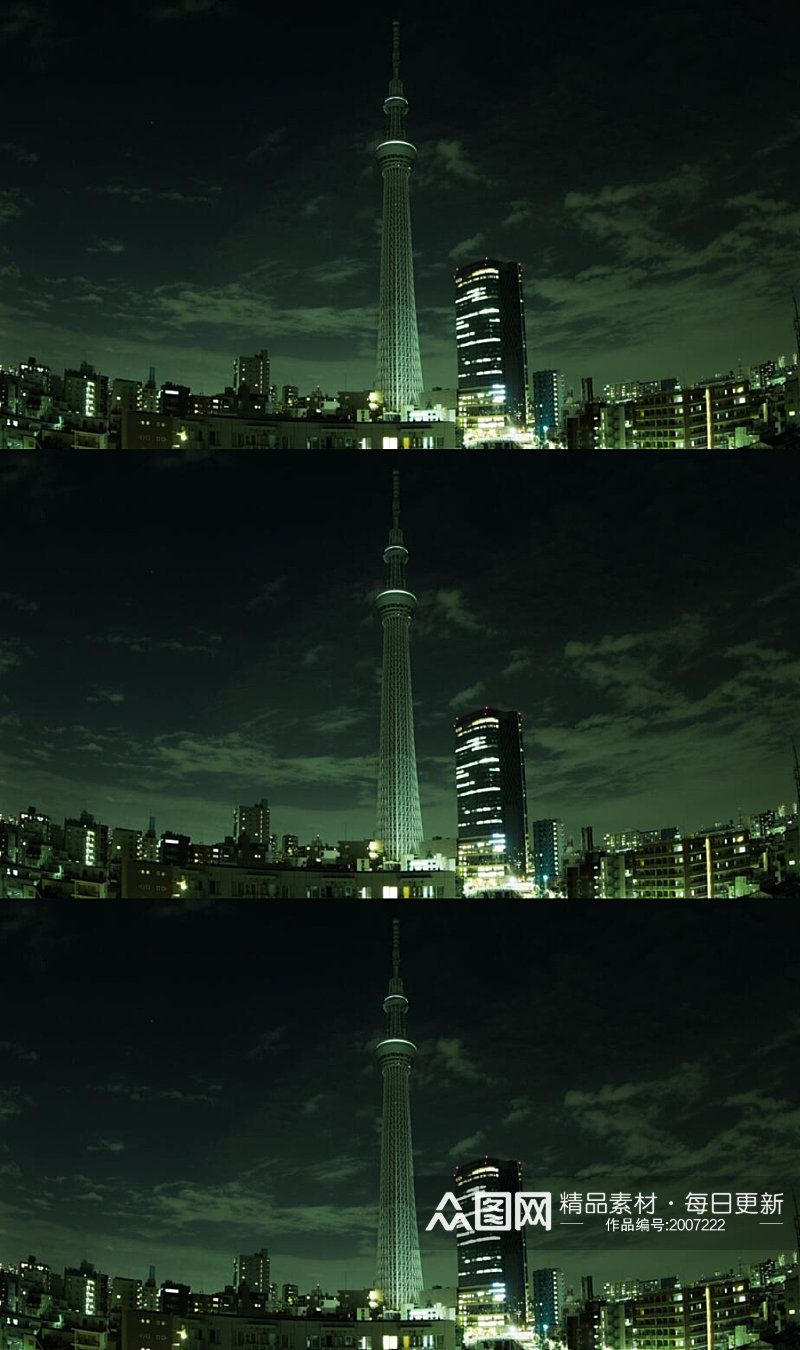 延时摄影日本东京城市夜景天堂之树塔视频素材
