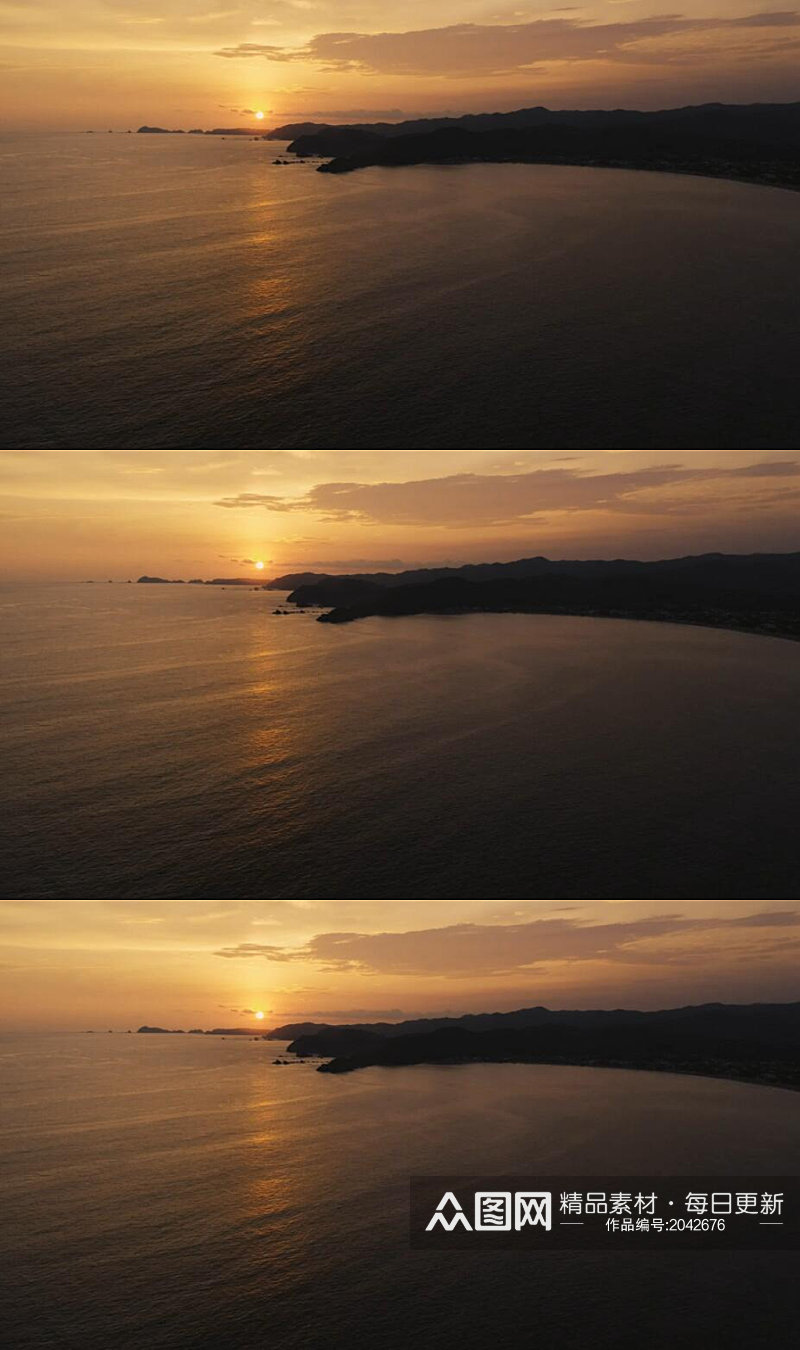 航拍夕阳落山下的海岸线美景视频素材素材
