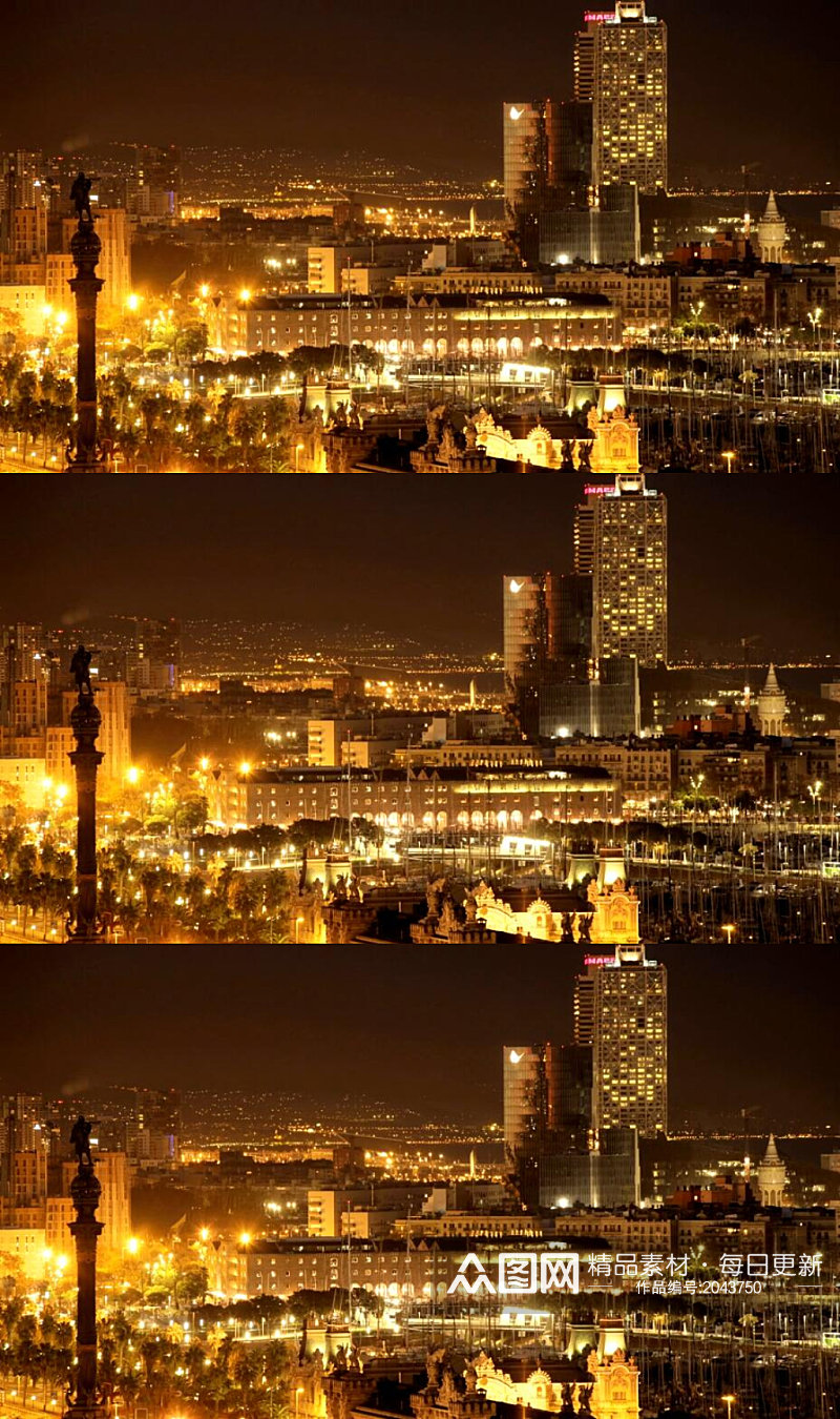延时摄影巴塞罗那夜景实拍素材素材