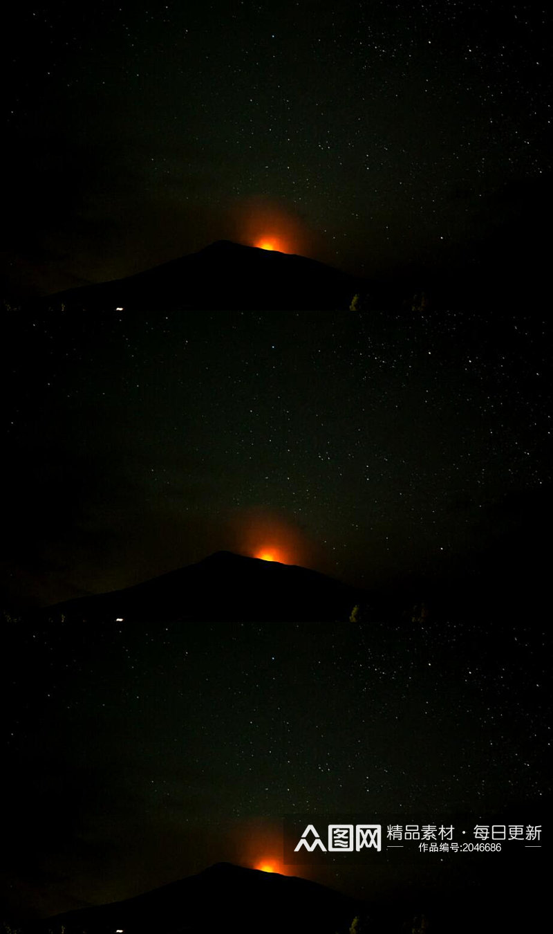 延时摄影星空夜晚活的活火山喷发实拍素材