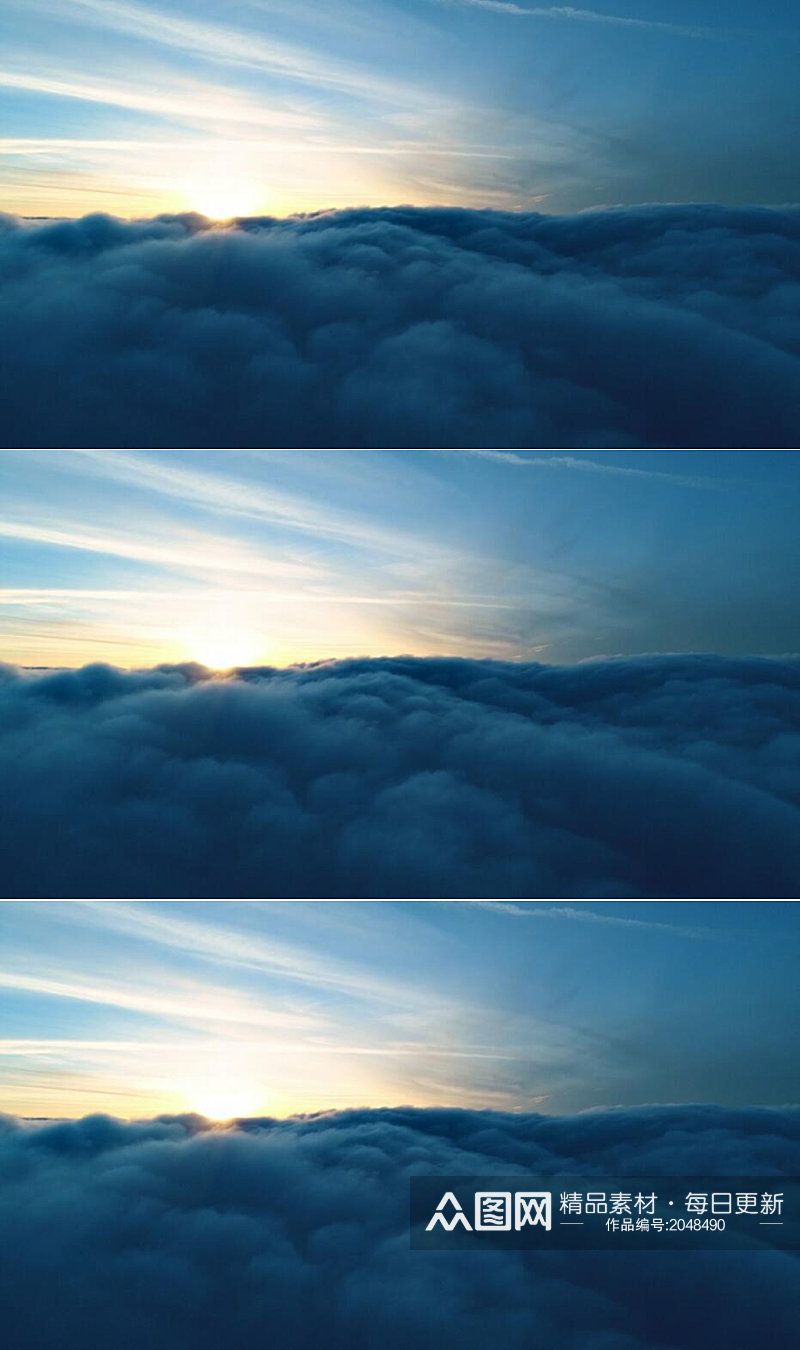 航拍日落夕阳下的云层实拍视频素材