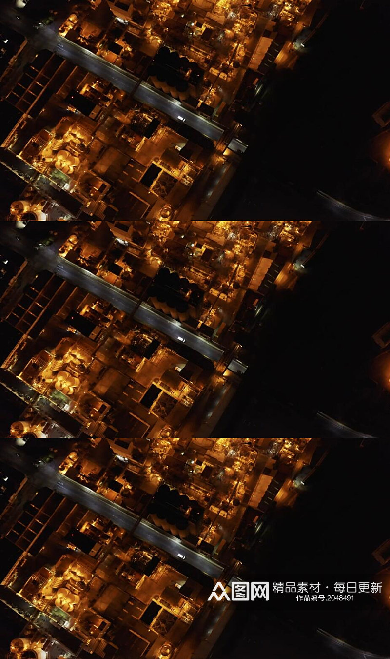 夜晚顶部鸟瞰城市工厂街道实拍视频素材