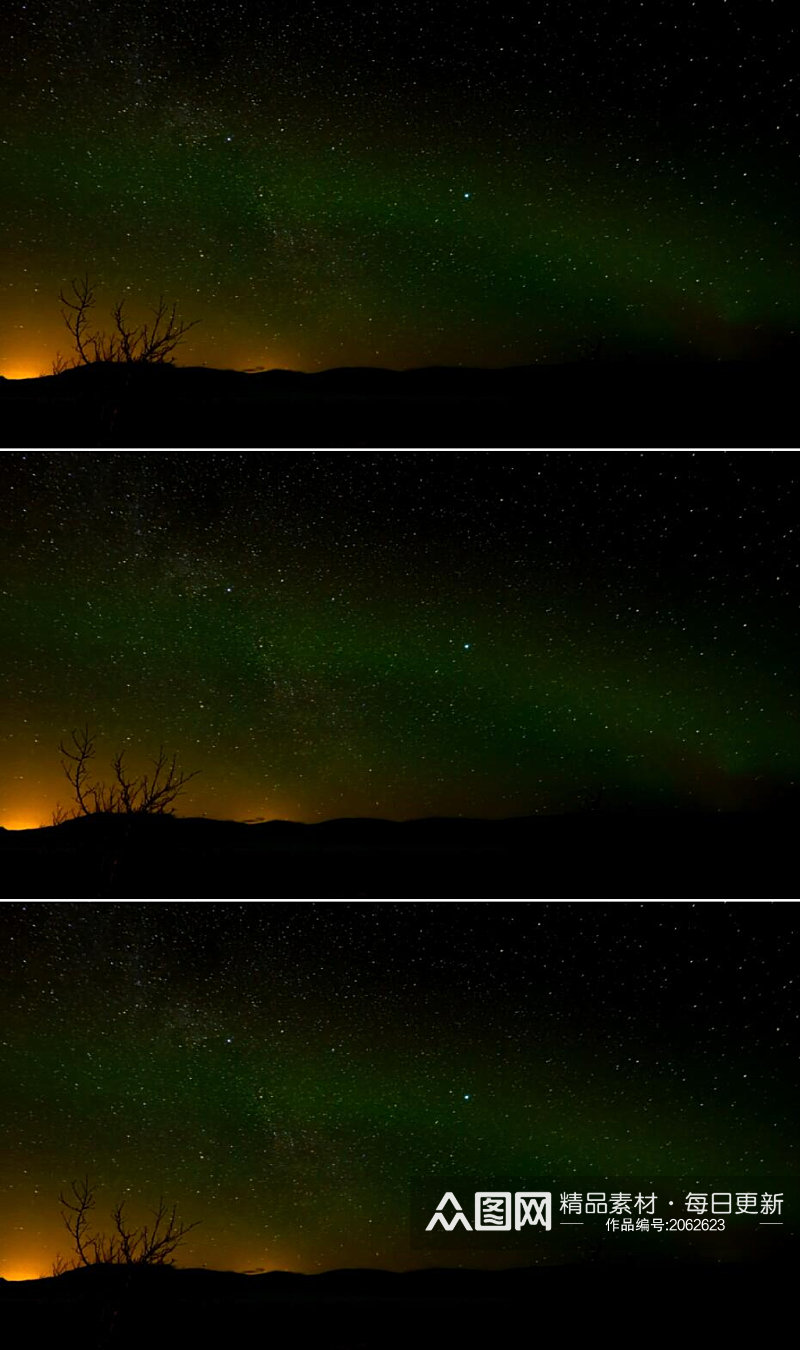 延时摄影黑夜星空中的北极光视频素材素材
