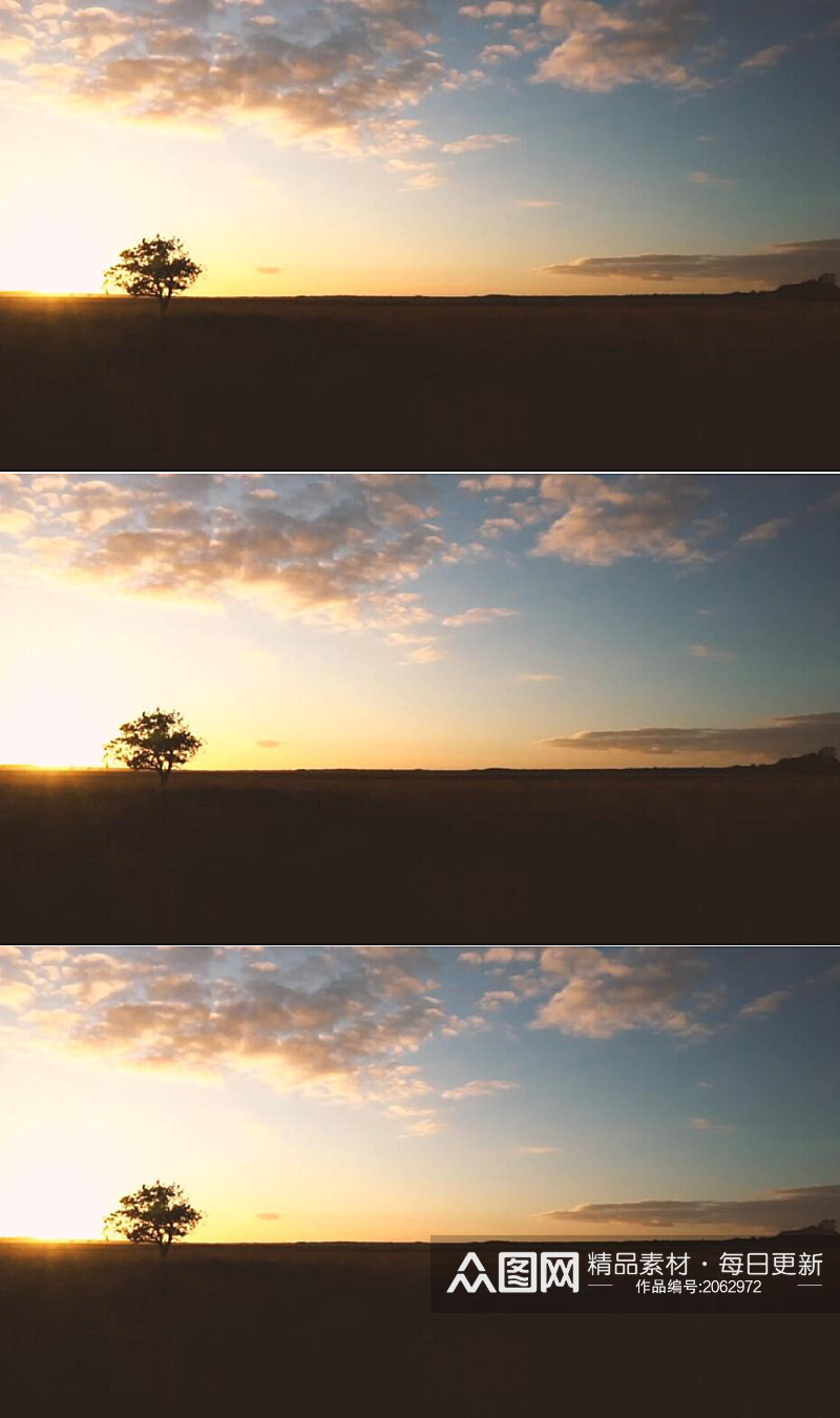 环视摄影日落太阳下的草地美景实拍素材