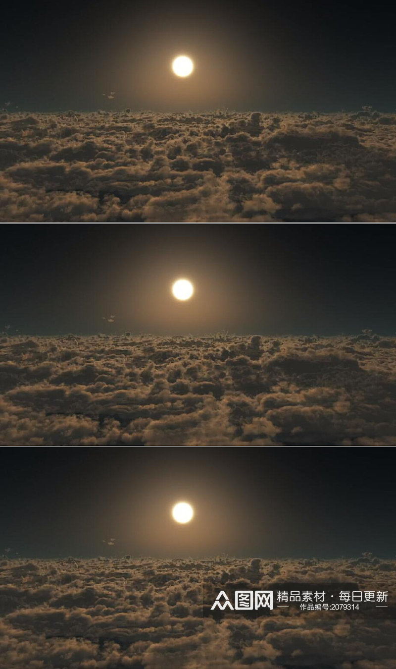 夜空中的圆月飞越云层实拍素材