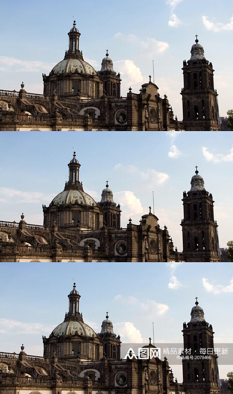 延时摄影清晨的墨西哥城主大教堂实拍视频素材