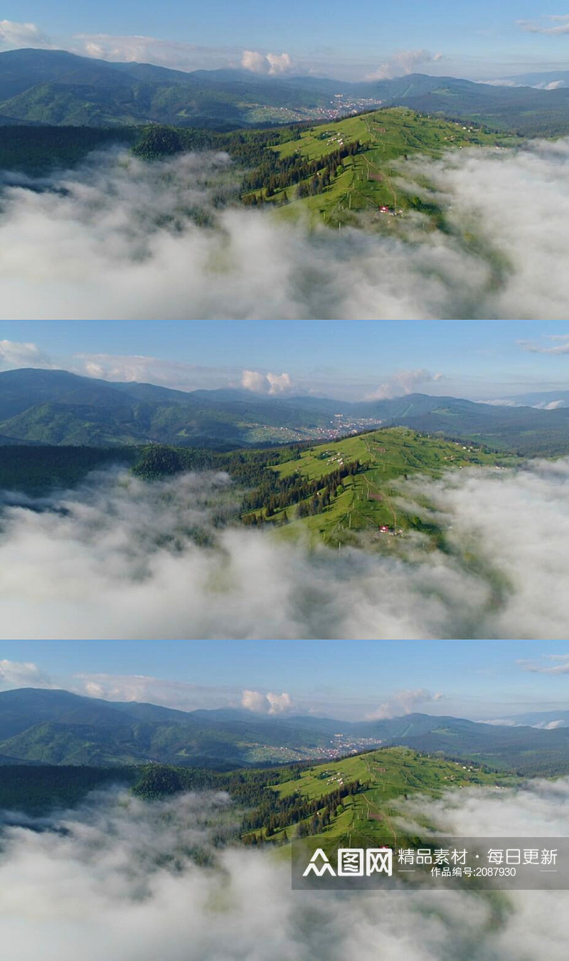航拍云端看到的山谷美景实拍视频素材