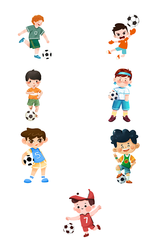 卡通儿童踢足球PNG免扣素材