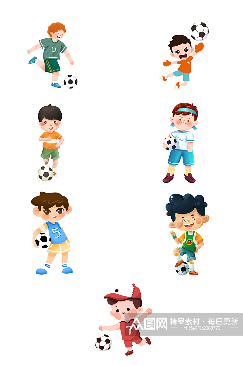 卡通儿童踢足球PNG免扣素材素材