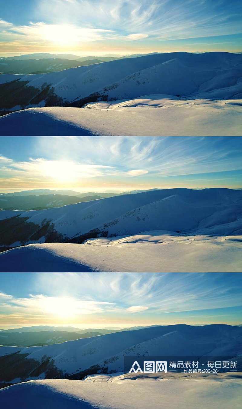 晴朗的天空下雪山山脉美景实拍 风景视频素材