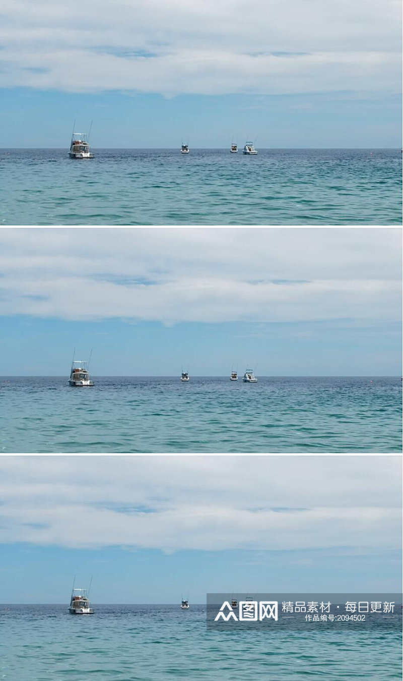 平静海面上的渔船实拍视频素材