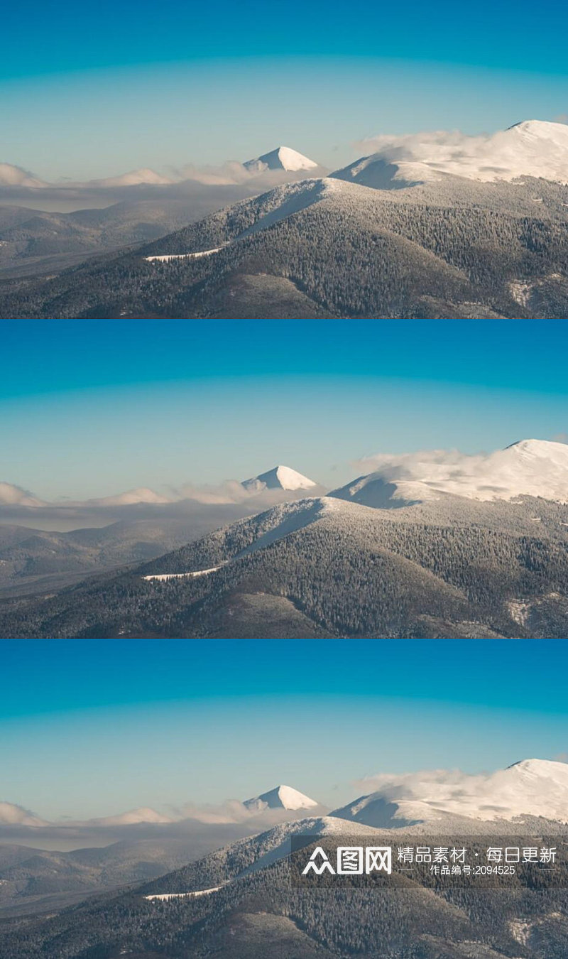 航拍冬季雪山山脉森林美景实拍素材