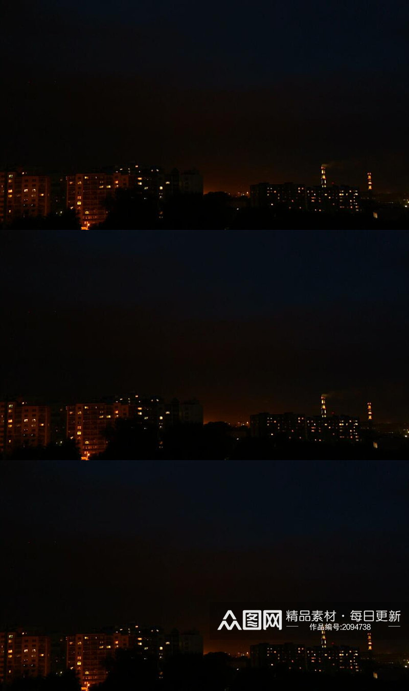 城市夜晚的闪电雷雨实拍视频素材
