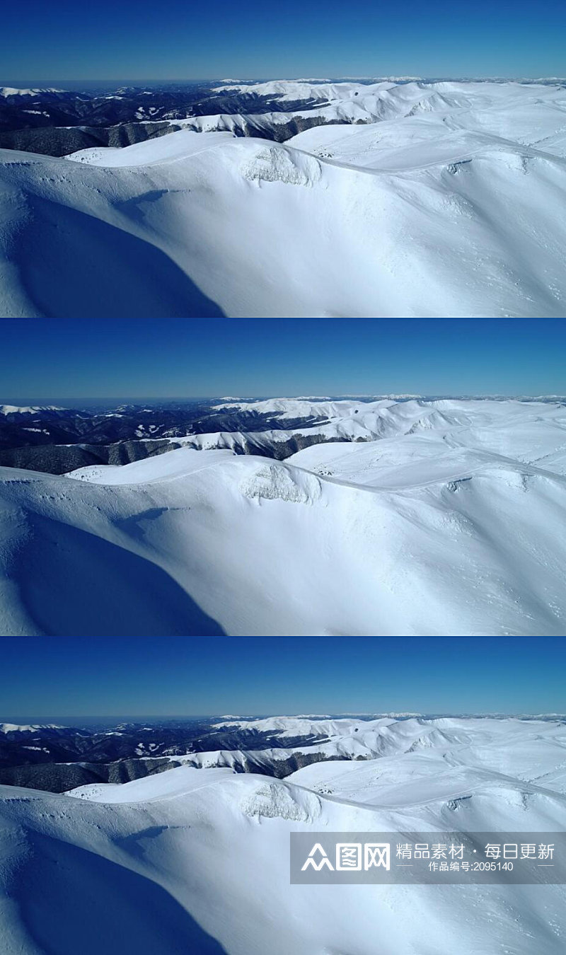 航拍蓝天下雪山山脉美景实拍素材
