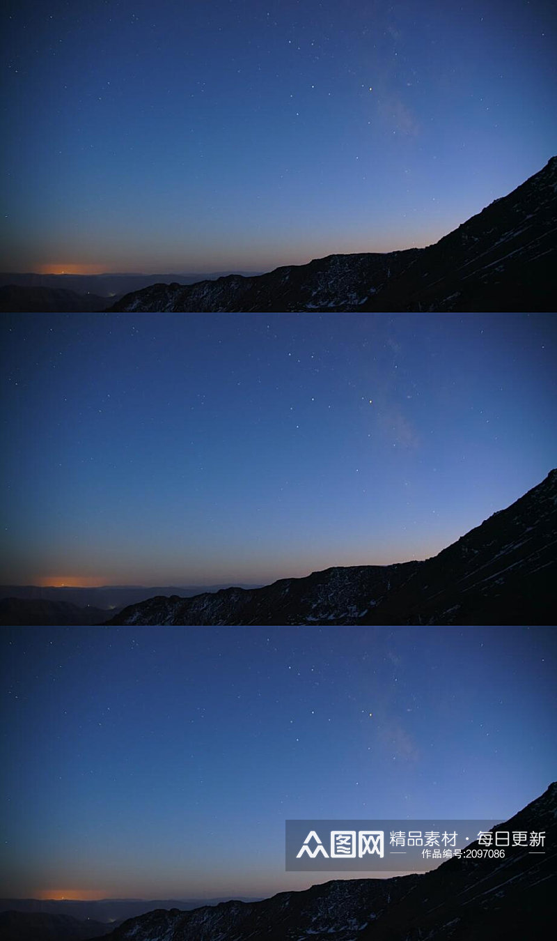 延时摄影山脉中的星空日夜过渡实拍素材