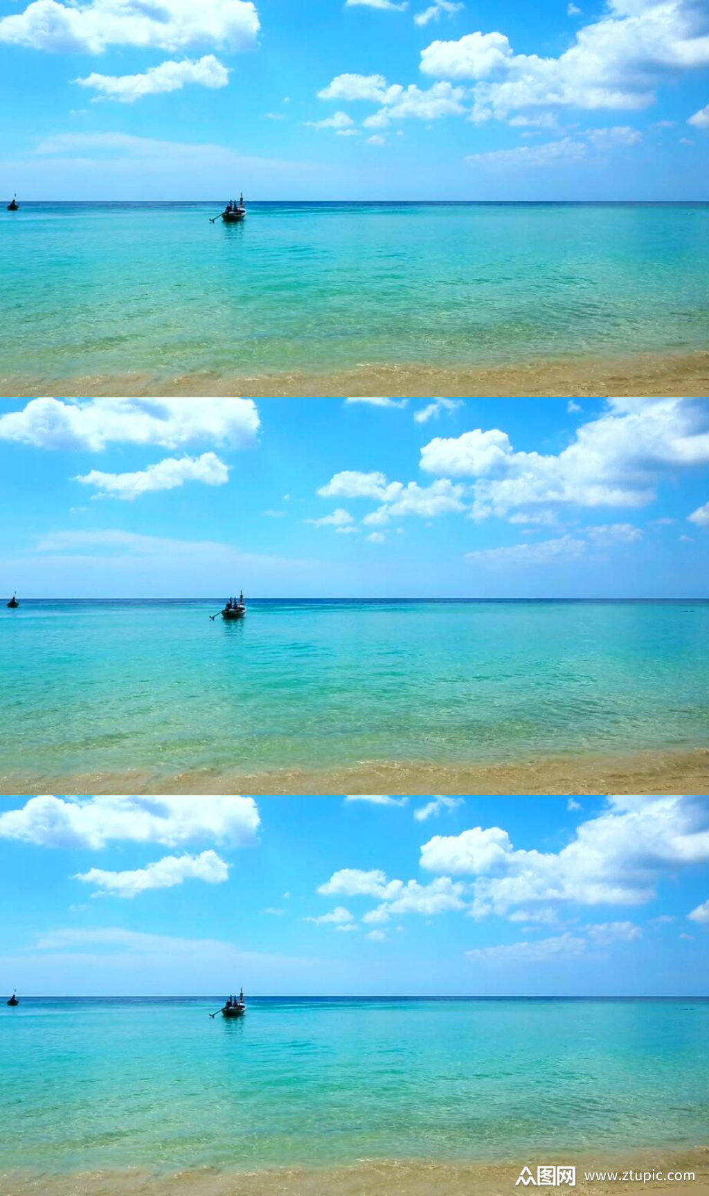 蓝天白云下的热带大海海滩实拍视频素材