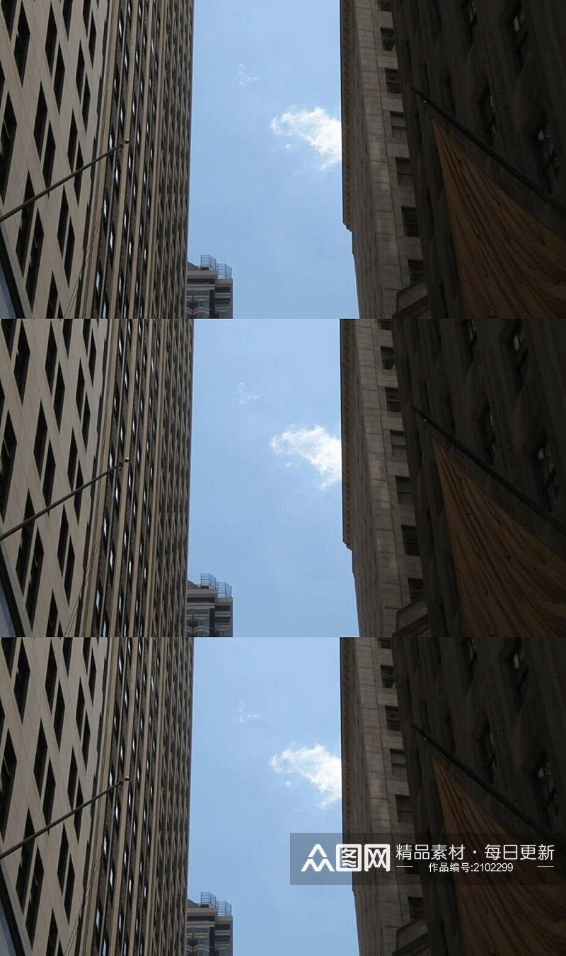 蓝天白云下的华尔街建筑群实拍视频素材