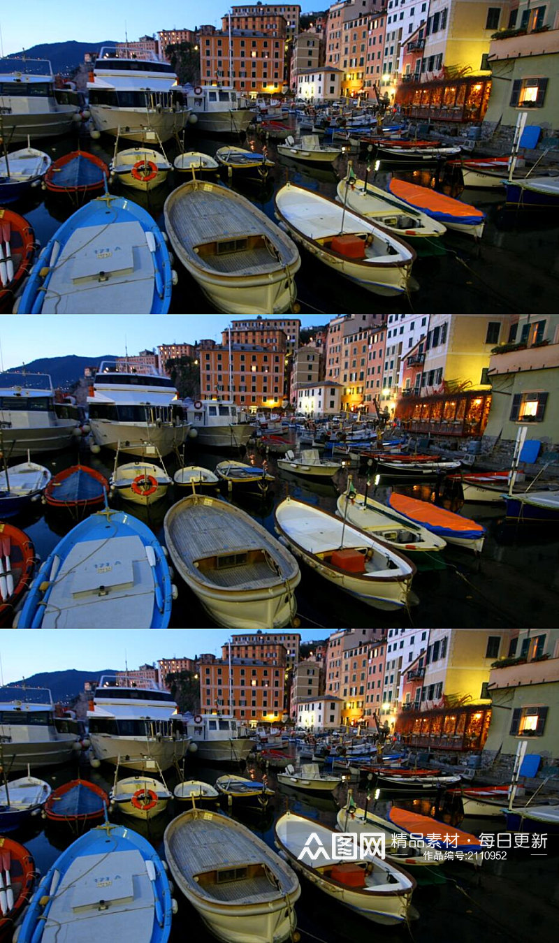 意大利港口停满渔船和小游艇实拍视频素材