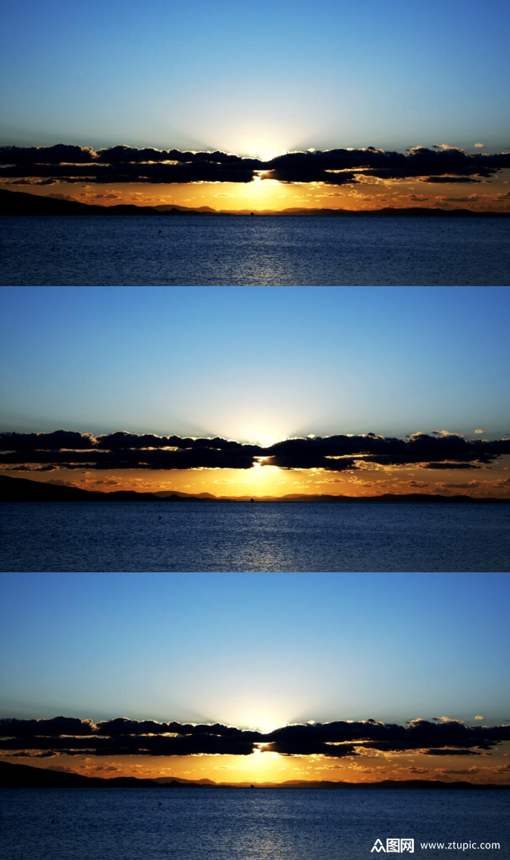 日落黄昏下大海天际线美丽风景实拍视频素材