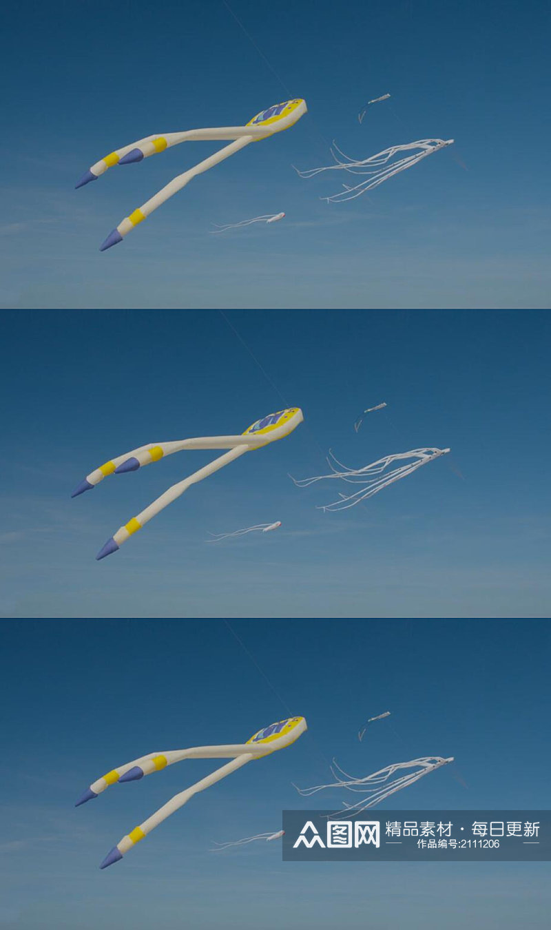 蓝天上的章鱼风筝实拍视频素材